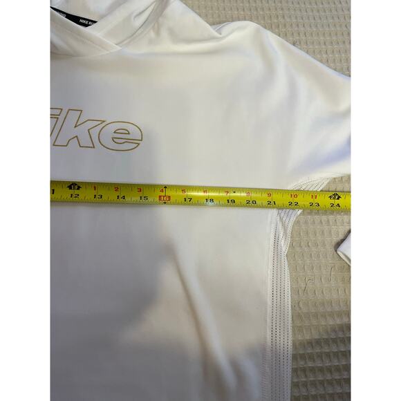 Nike Dry-Fit Activewear Athleisure White Vented Hoodie Glitter Gold Logo Medium - Picture 6 of 11